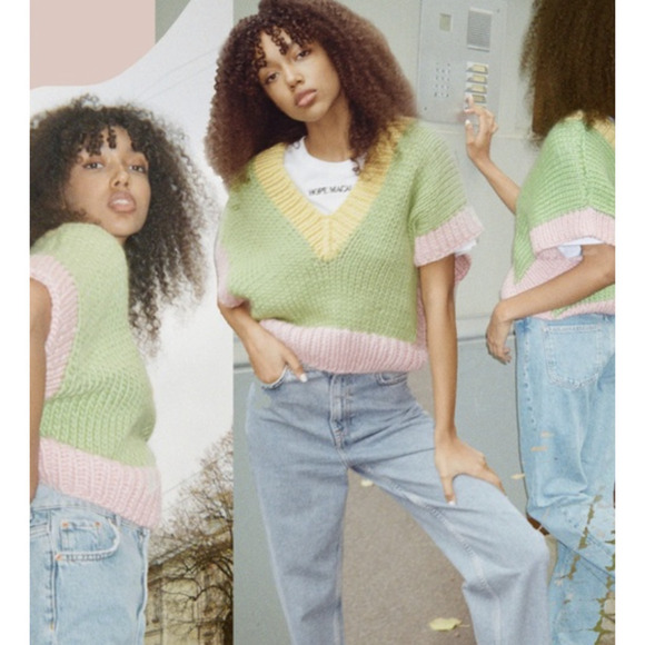 Free People Hope Macaulay Cartoon Vest Top Sz L/XL Chunky Knit Handmade Luxury - Picture 5 of 14